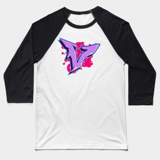 Letter V  - Graffiti Street Art Style Baseball T-Shirt